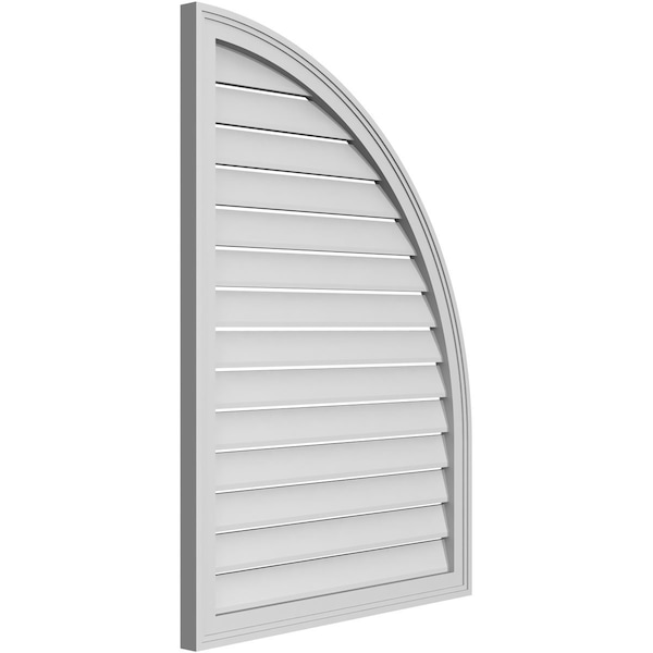 Quarter Round Top Right Surface Mount PVC Gable Vent W/ 2W X 2P Brickmould Sill Frame, 30W X 42H